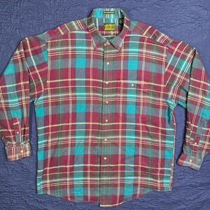 Vintage Eddie Bauer‎ Bainbridge Flannel Long Sleeve Plaid Button Up Shirt Men XL